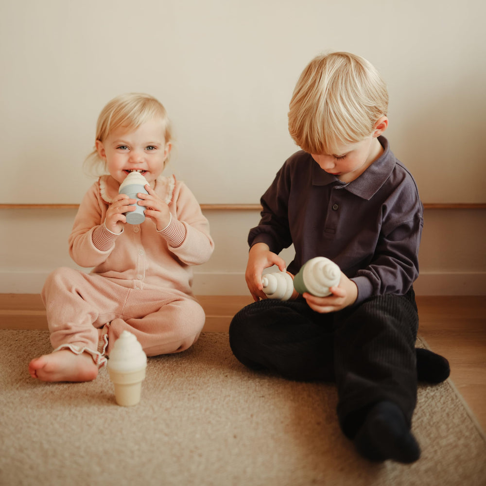Mushie silicone mix and match ice cream toy color variety for imaginative play
