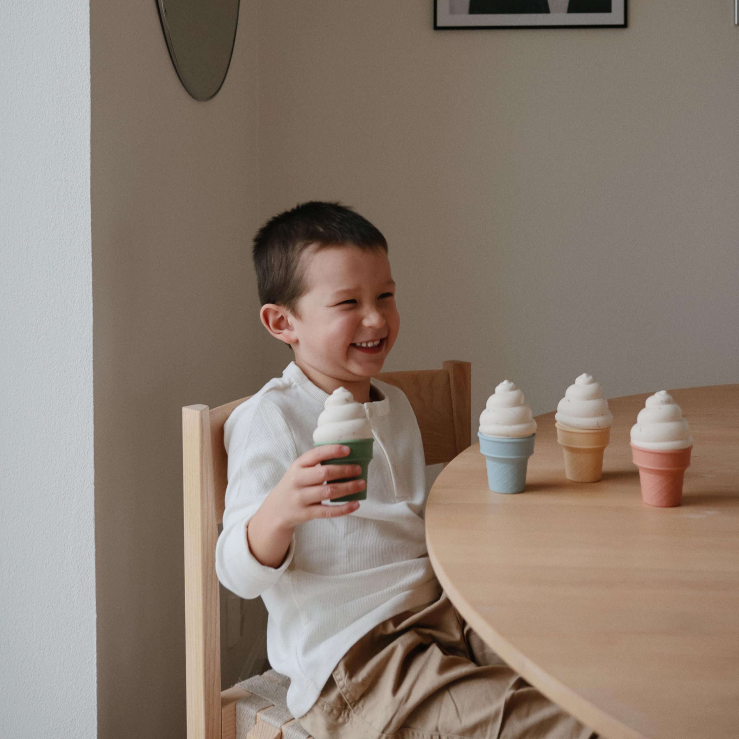 Mushie silicone mix and match ice cream toy easy-clean surface