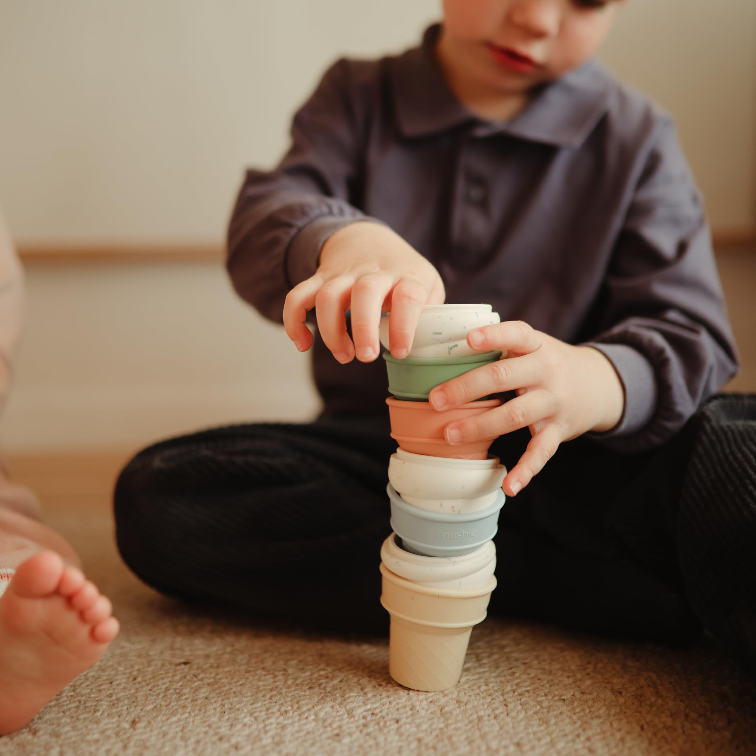 Mushie silicone mix and match ice cream toy easy-grip design for little hands