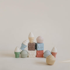 Mushie silicone mix and match ice cream toy packaging display ready for gifting