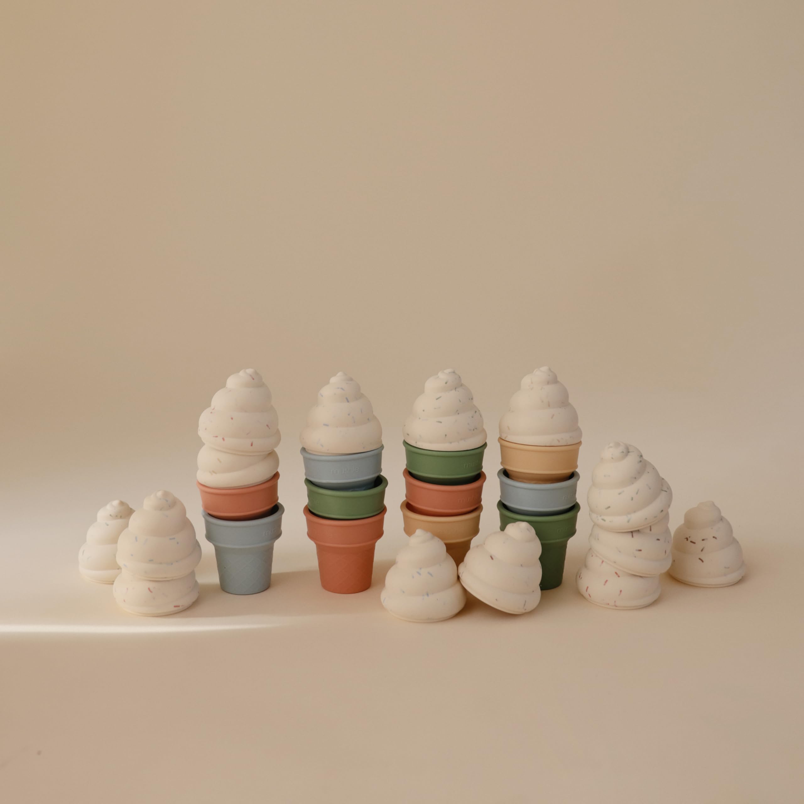 Mushie silicone mix and match ice cream toy soft texture ideal for safe exploration