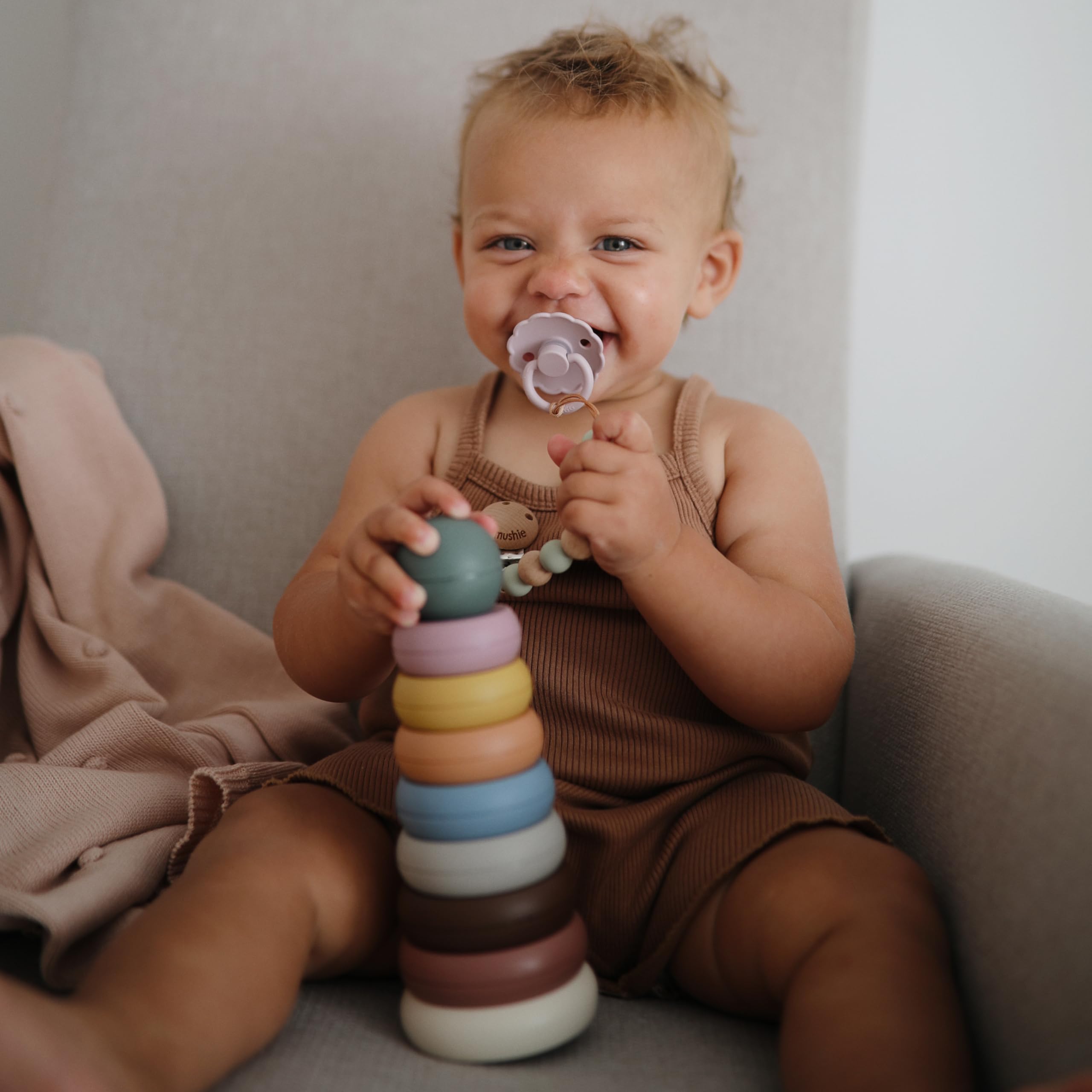 Mushie Stacking Rings toy Danish-manufacture highlights Danish craftsmanship