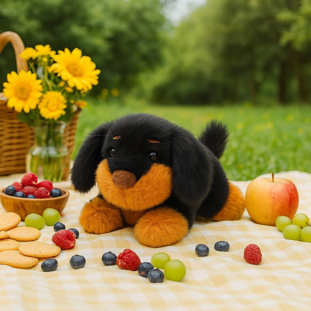 Mushymallow dachshund plush soft fabric close-up emphasizing quality stitching