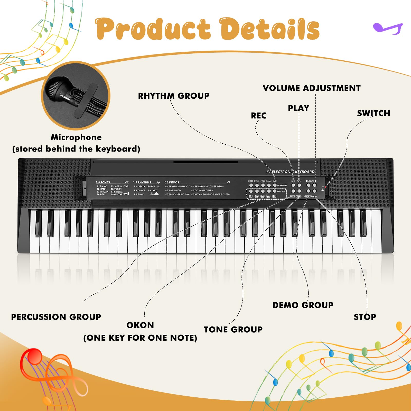 MusicForset kid piano with mic for singing along during play