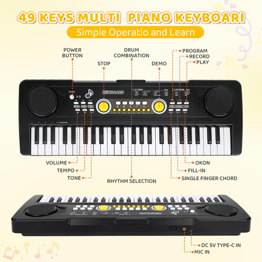 MusicForset microphone stowed behind the keyboard enables quick sing-along sessions
