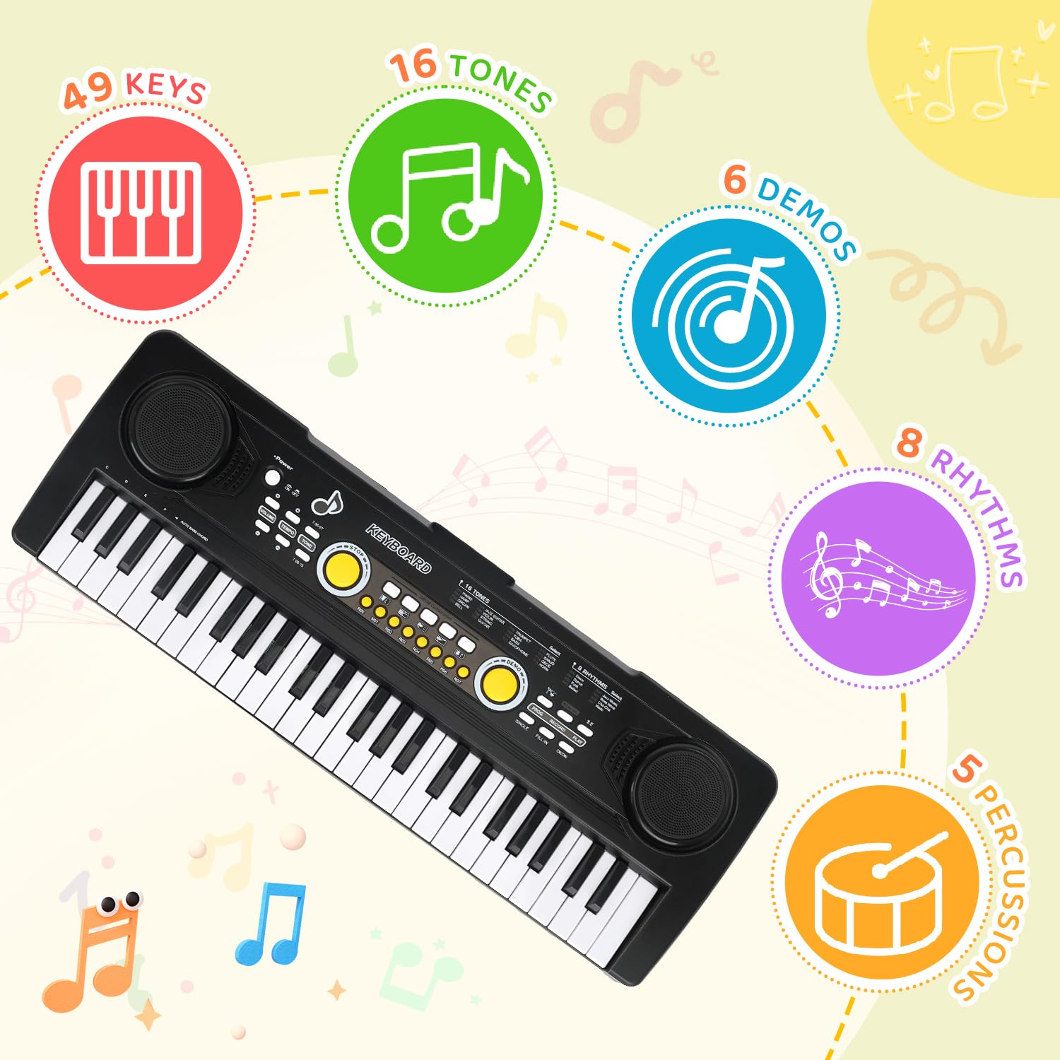 MusicForset compact size close-up shows toddler-friendly dimensions for comfortable handling