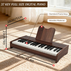 MusicForset kids wooden piano 37 keys close-up emphasizes realistic tones for practice