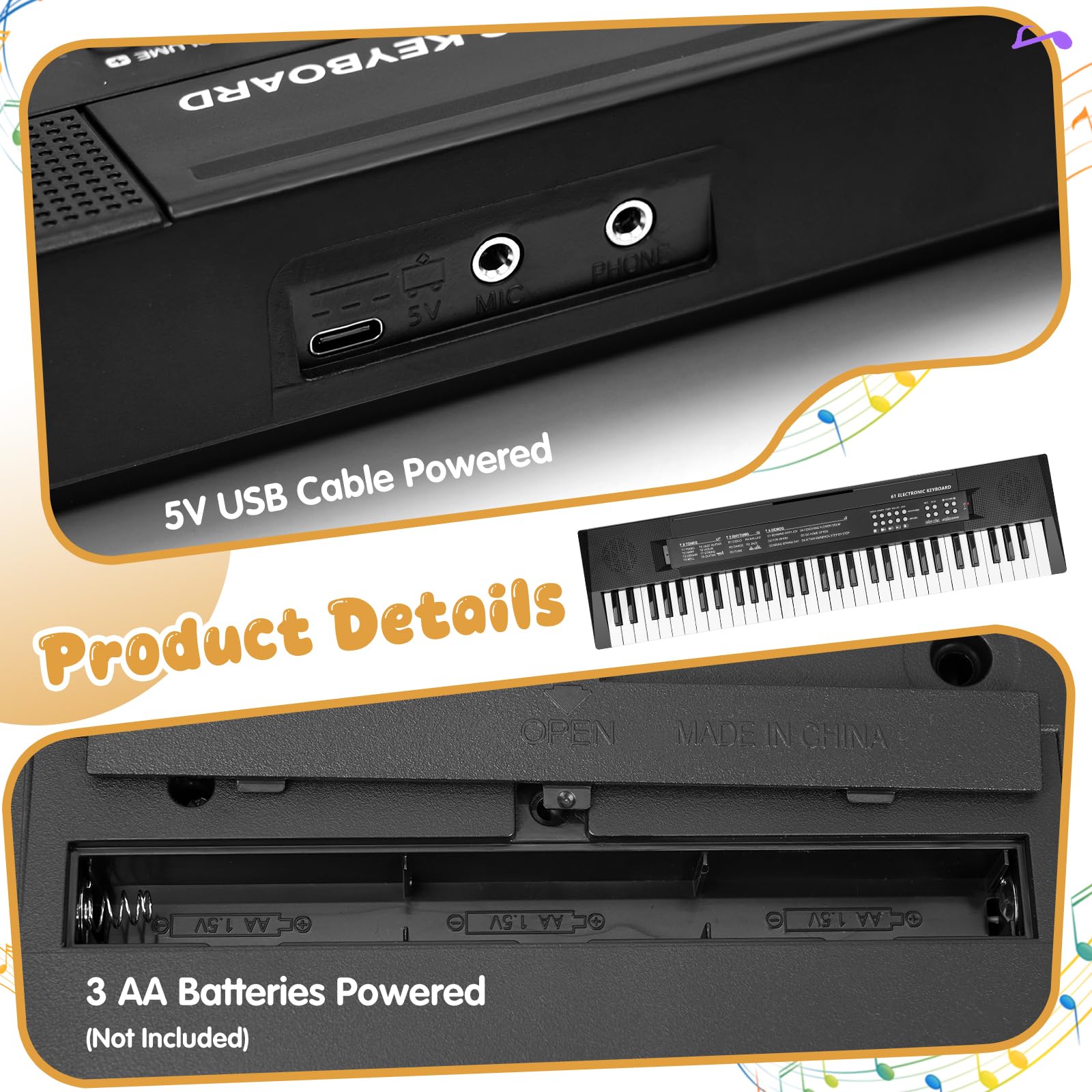 MusicForset keyboard shows demos rhythms and sounds for exploration