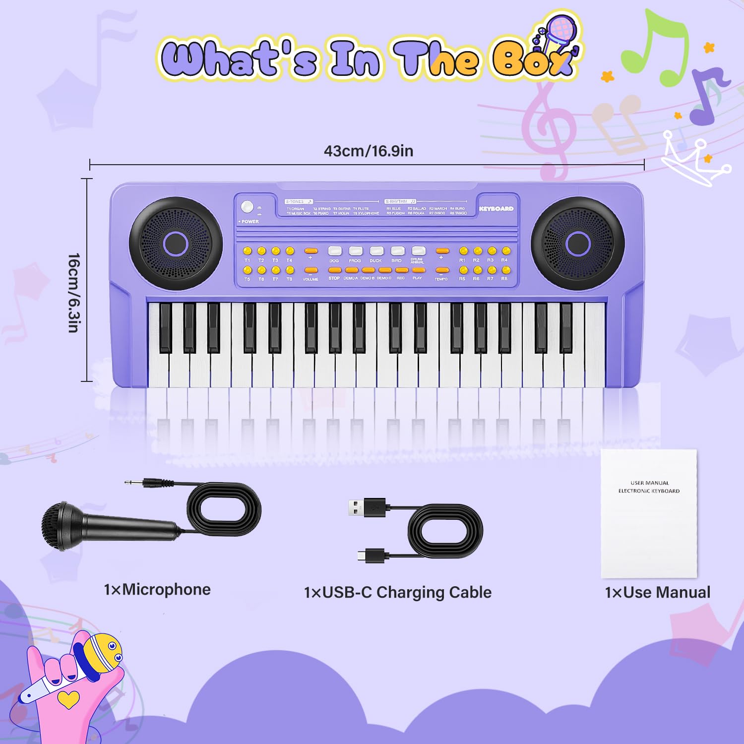 MusicForset upgraded 37-keys kids piano USB-C and battery modes offer flexible play.