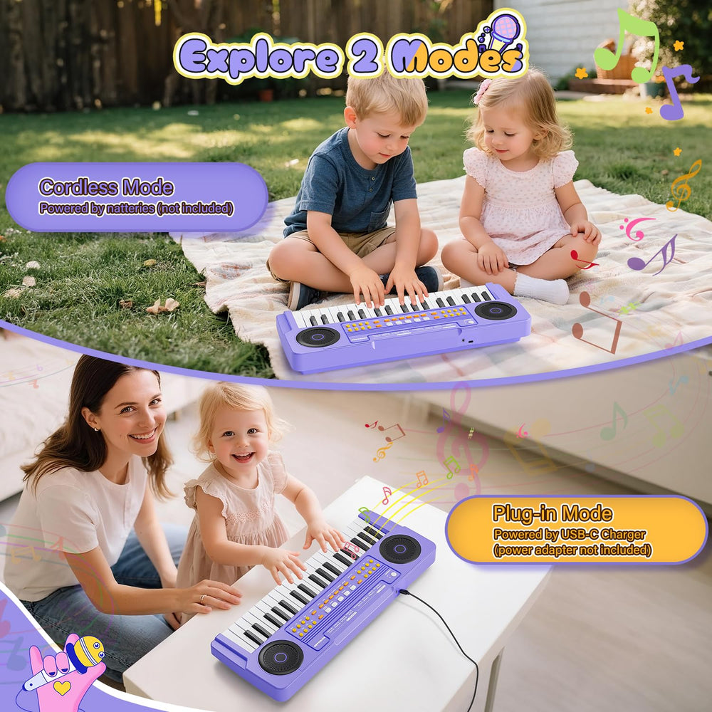 MusicForset upgraded 37-keys kids piano with microphone invites singing along during practice.