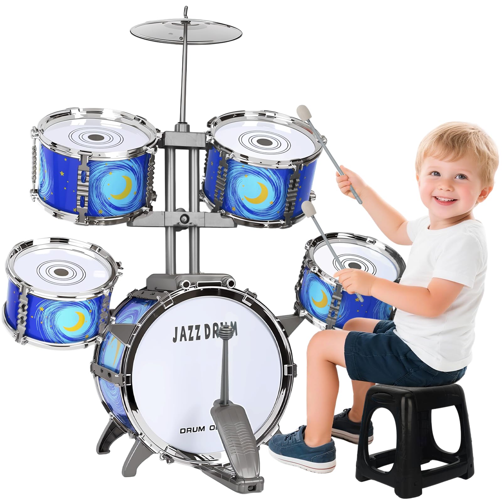 MusicForset upgraded kids drum set assembly video guides quick setup for parents
