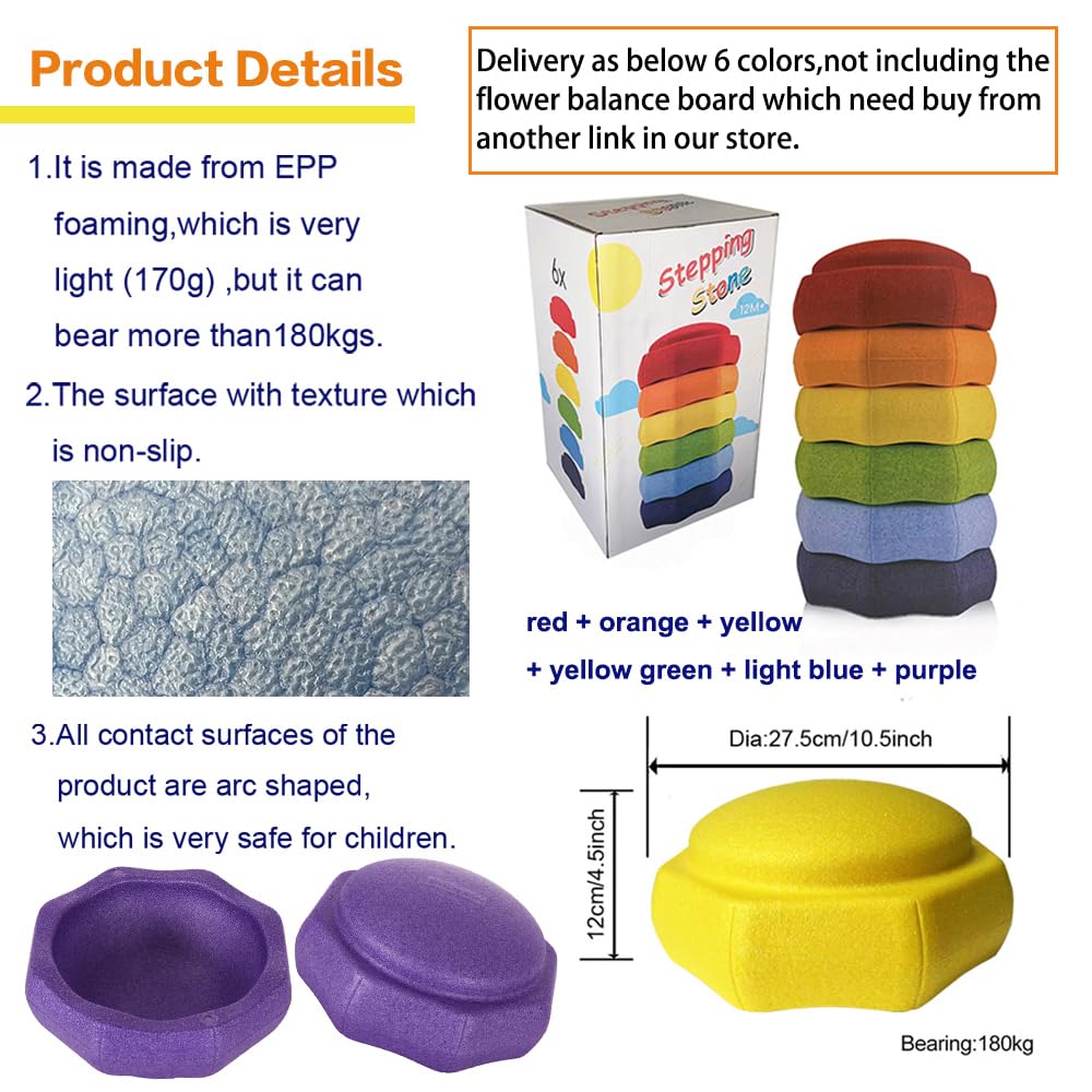 Mutasui stepping stones in bright colors boost stacking, imagination, and coordination.