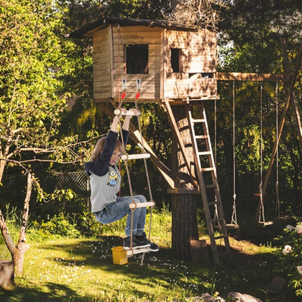 MUXHEL compact ladder imagery supports space-saving backyard fitness.