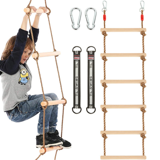 MUXHEL climbing rope ladder 6-5ft for outdoor play improves balance.