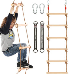 MUXHEL climbing rope ladder 6-5ft for outdoor play improves balance.