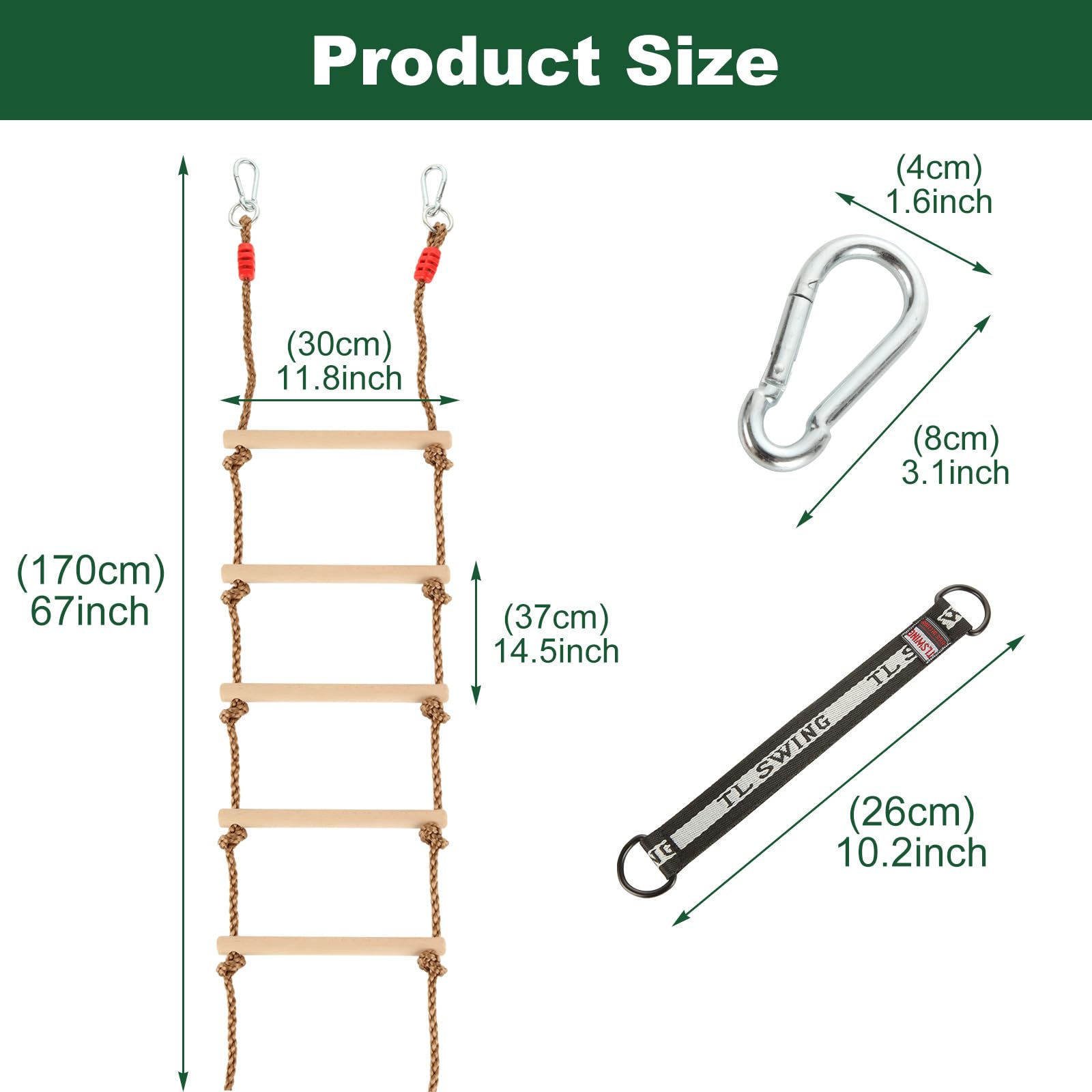 MUXHEL wooden top hooks provide secure mounting for safer climbs.