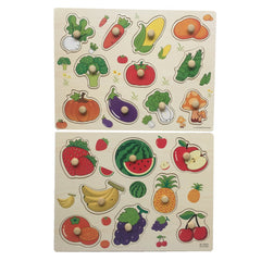Muxihosn wooden peg puzzle with colorful fruit pieces for early shape recognition.