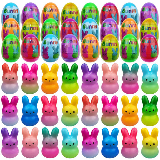 Muyiz 24-pack Easter eggs with bunny toys for hunts and gifts