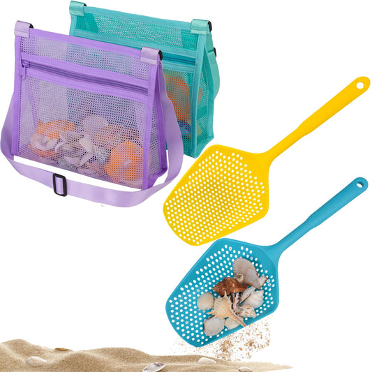 MUYIZI beach mesh shovel with scoop bags for easy shell filtering and collection.