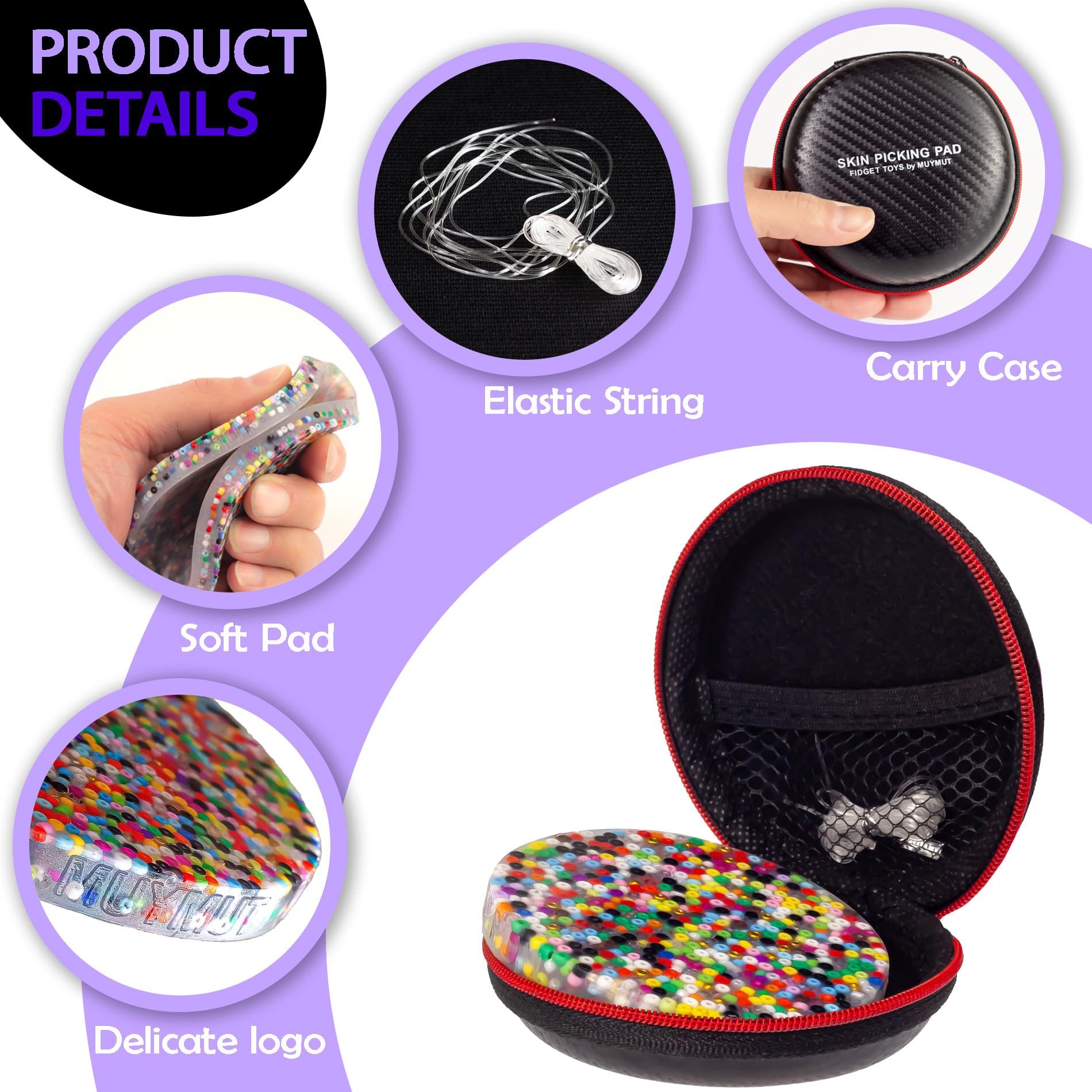 MUYMUT Picky Pad silicone detail presents a soft, non-sticky surface for gentle picking.