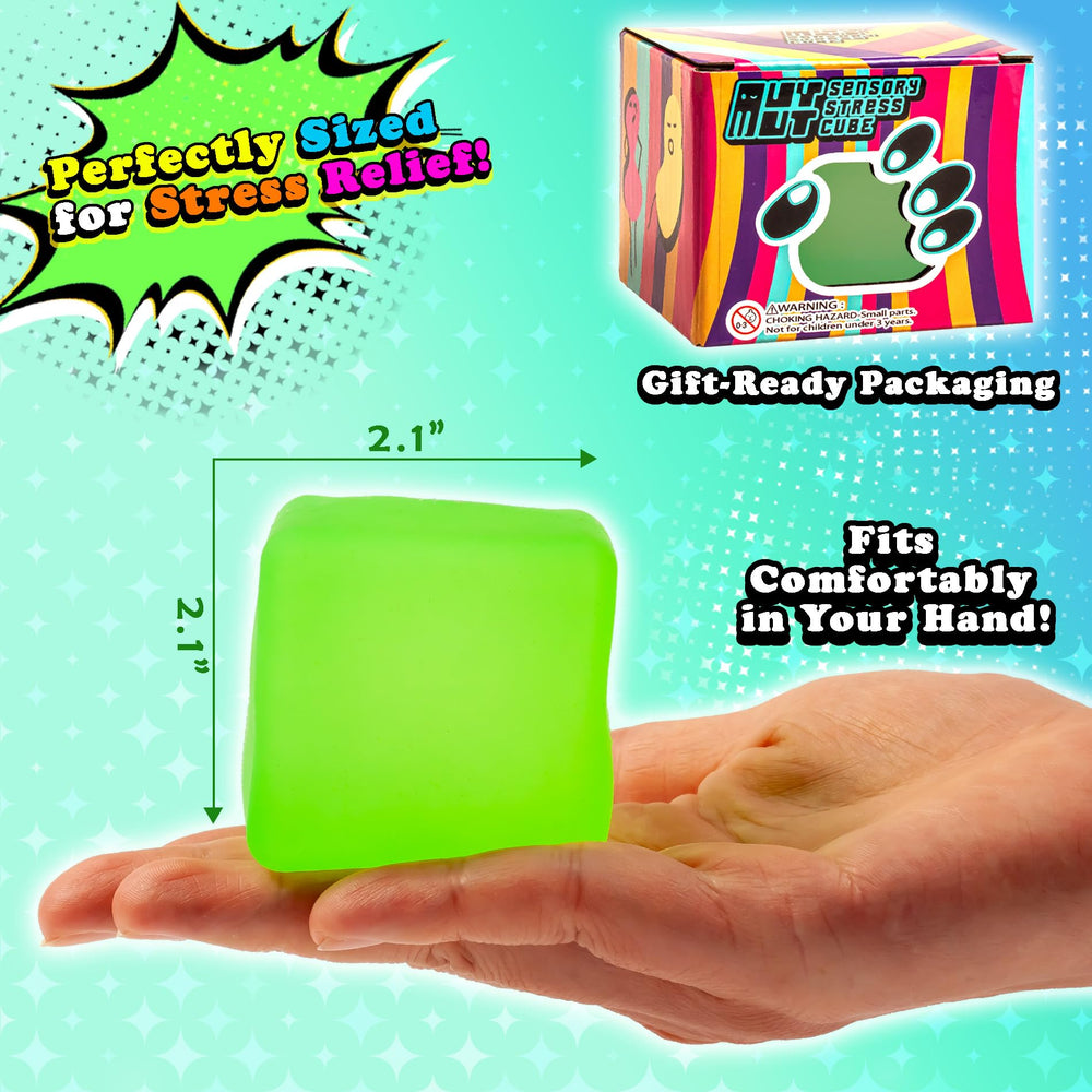 MUYMUT Sensory Stress Cube slow-rebound action promotes focused breathing and calm.