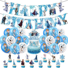 MVVKUUI Frozen banner featuring birthday design and snowflakes for a magical party backdrop.