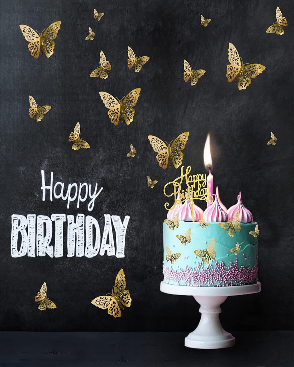 Mvwarj small gold butterfly decor for desserts and cupcakes