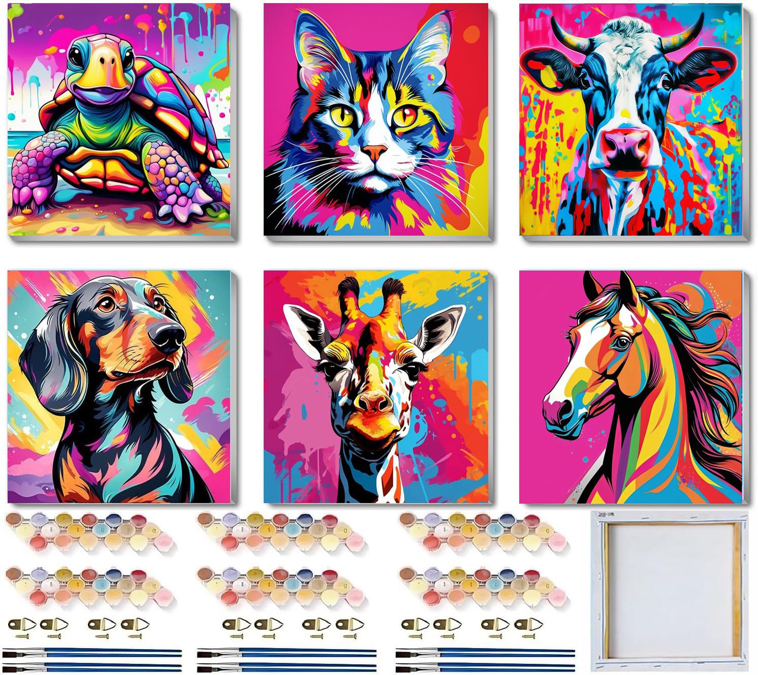 MXCFZX horse paint-by-number canvas 8x8 framed, boosts focus and imaginative play.