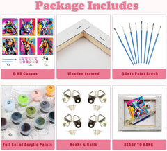 MXCFZX six-pack paint-by-number kits 8x8, includes all materials for beginners.