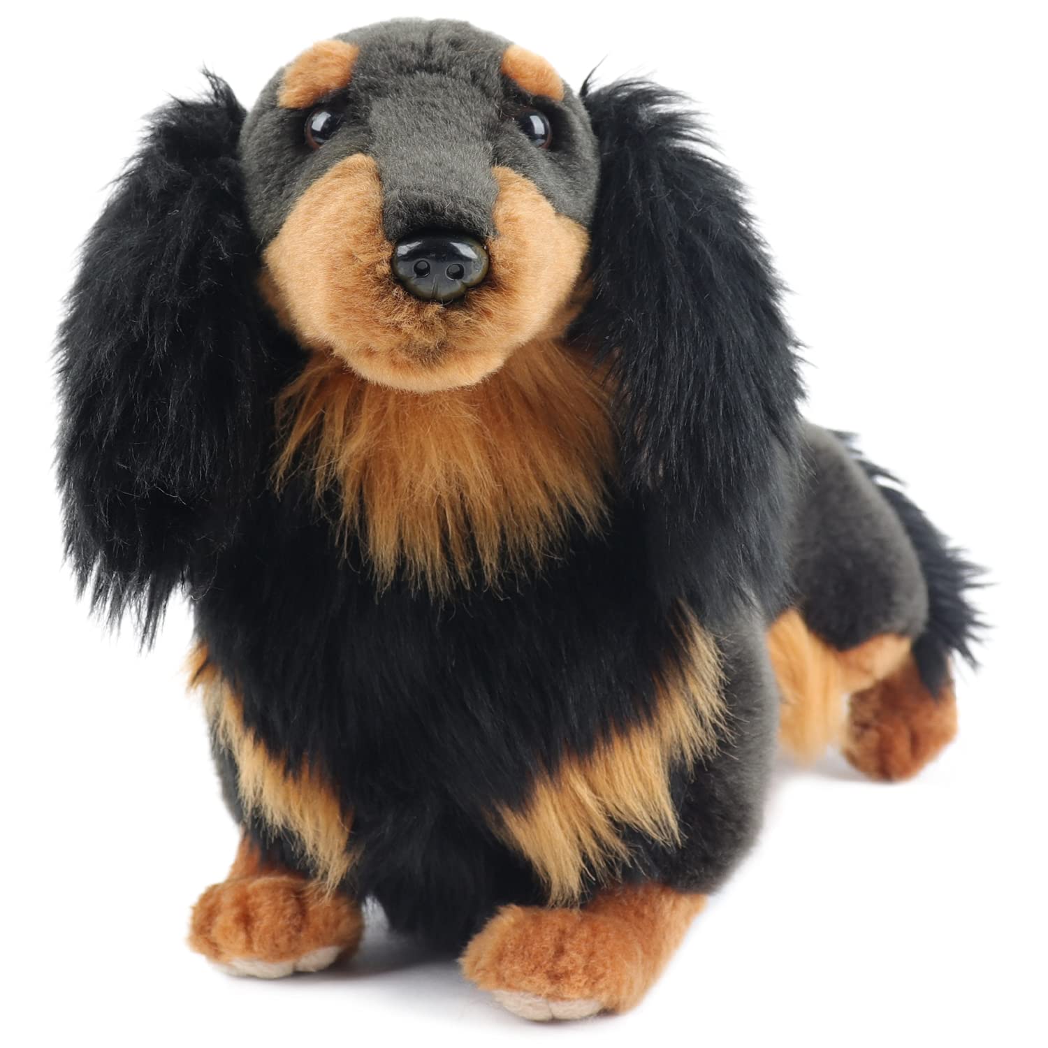MY DOG Mini Dachshund Longhair features soft plush fabric for cozy tactile comfort.