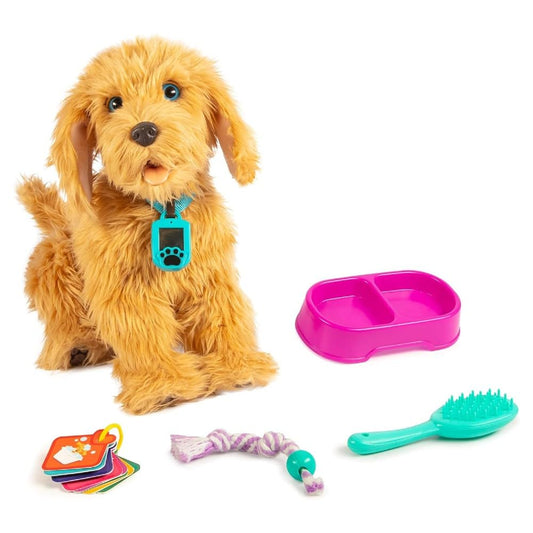 My Fuzzy Friends Moji interactive Labradoodle plush for imaginative play.