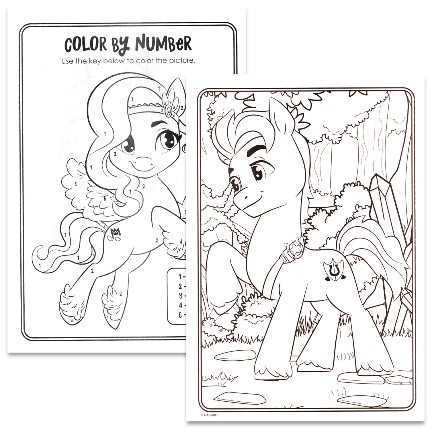 My Little Pony coloring book showing back bracelets for portable play and rewards