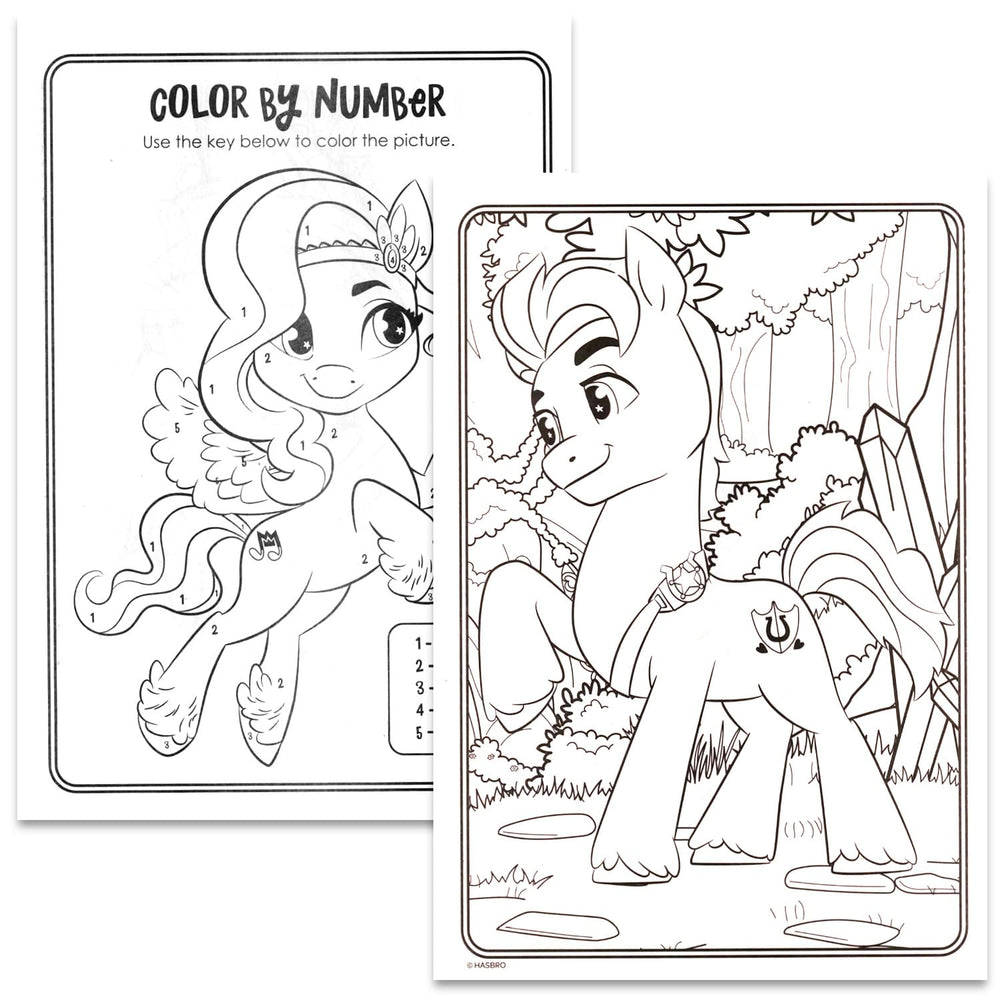 My Little Pony coloring book showing back bracelets for portable play and rewards