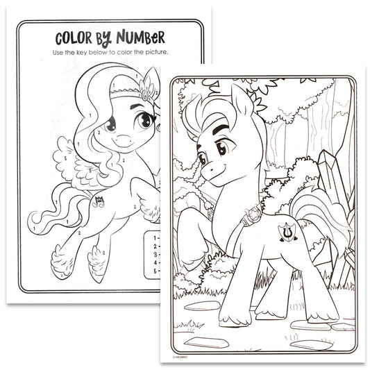 My Little Pony coloring book showing back bracelets for portable play and rewards