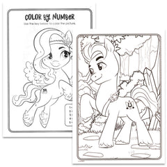 My Little Pony coloring book showing back bracelets for portable play and rewards