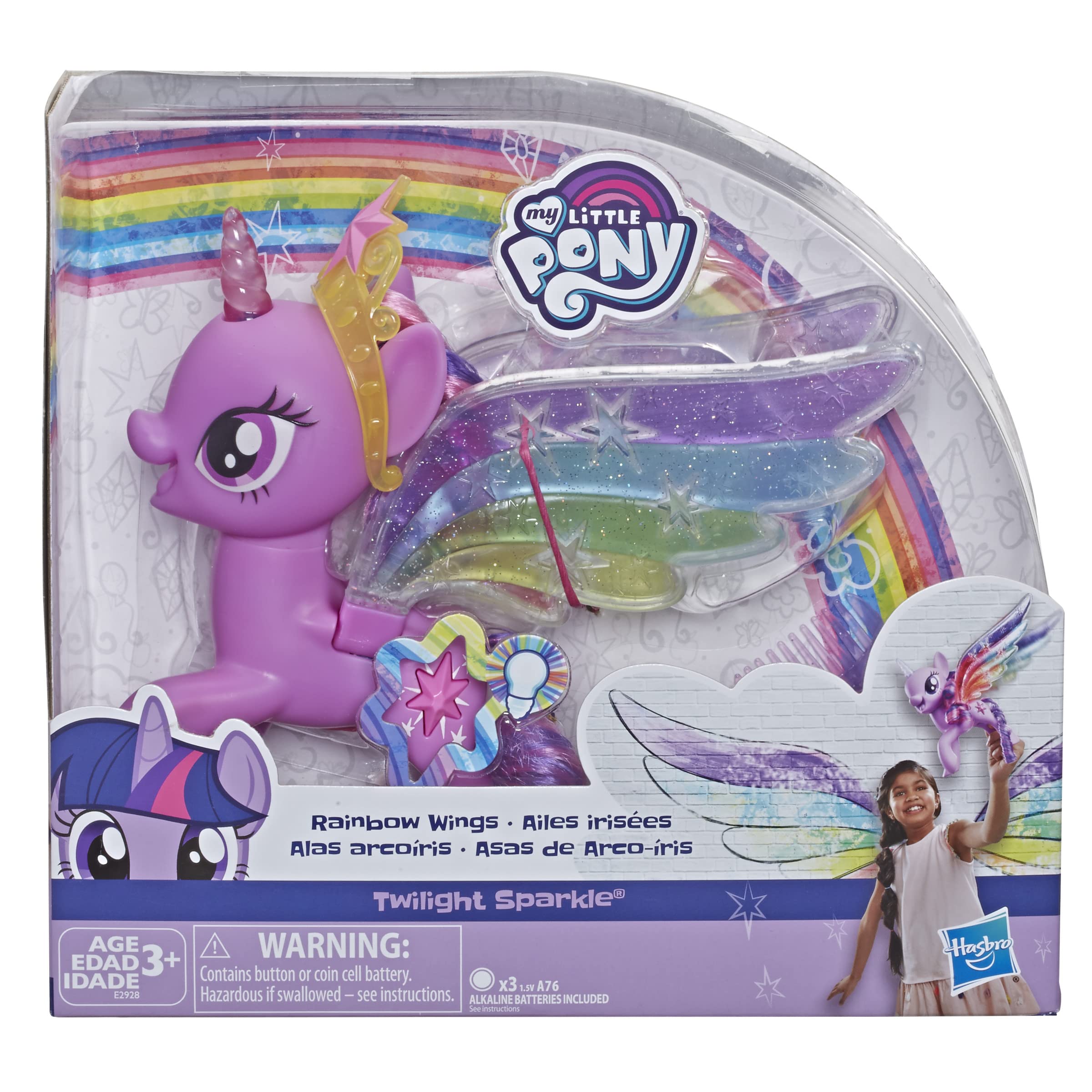 My Little Pony Twilight Sparkle light-up horn and wings enhance storytelling adventures.