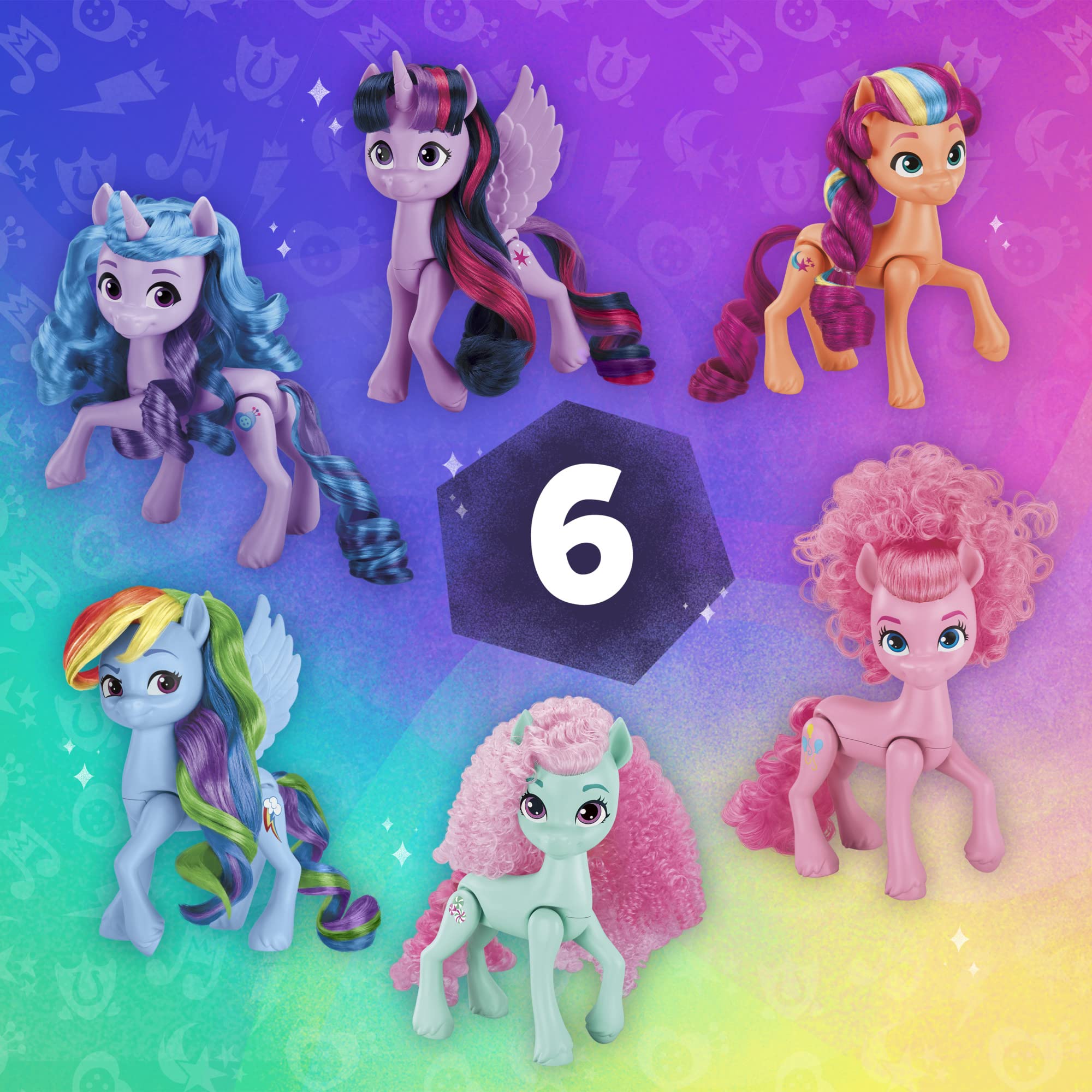 My Little Pony Rainbow Celebration Pinkie Pie figure with soft mane for pretend celebrations.