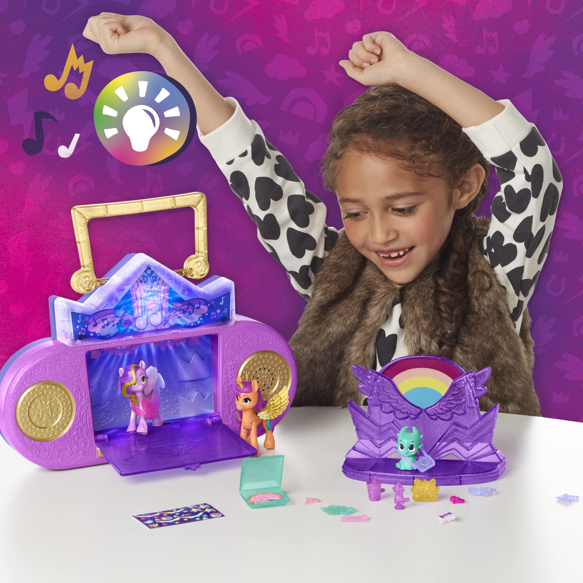 My Little Pony Sparky Sparkeroni dragon figure joins imaginative adventures.