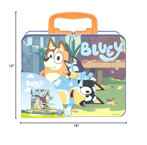 My Pet Elephant Bluey Lunch Tin Puzzle pieces ready for play and tidy cleanup