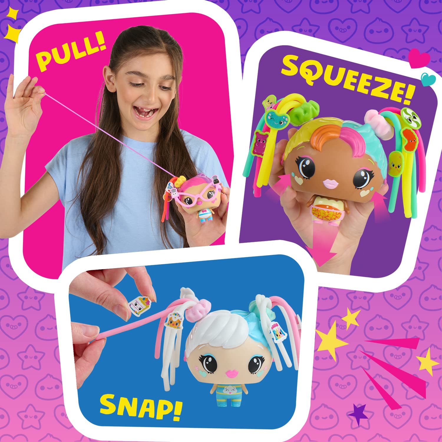 My Squishy Little Pop Stars hair stretch for playful styling sessions.