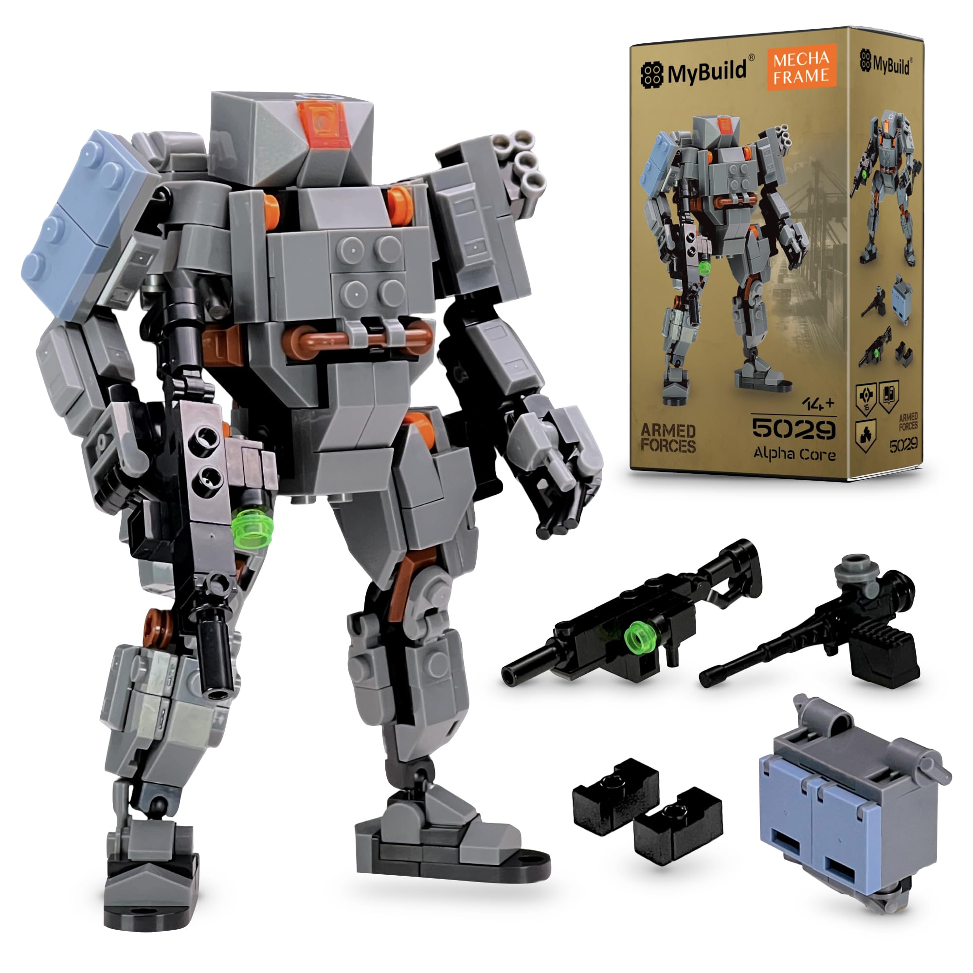 MyBuild Armed Forces Alpha Core 5029 front view shows modular loadouts for versatile missions