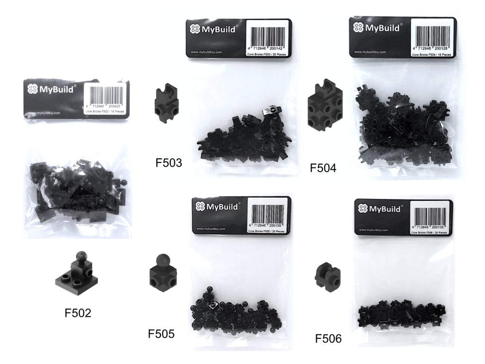 MyBuild Bricks F506 supports weapon mounts and armor detailing for enhanced play.