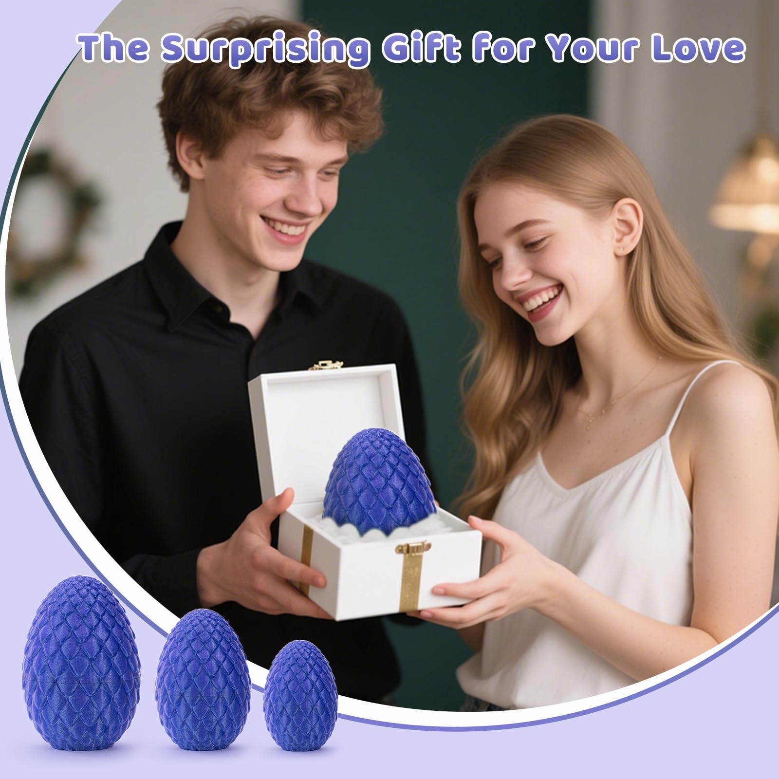 Mydethun Nyxora Purple dragon egg collection display on shelf