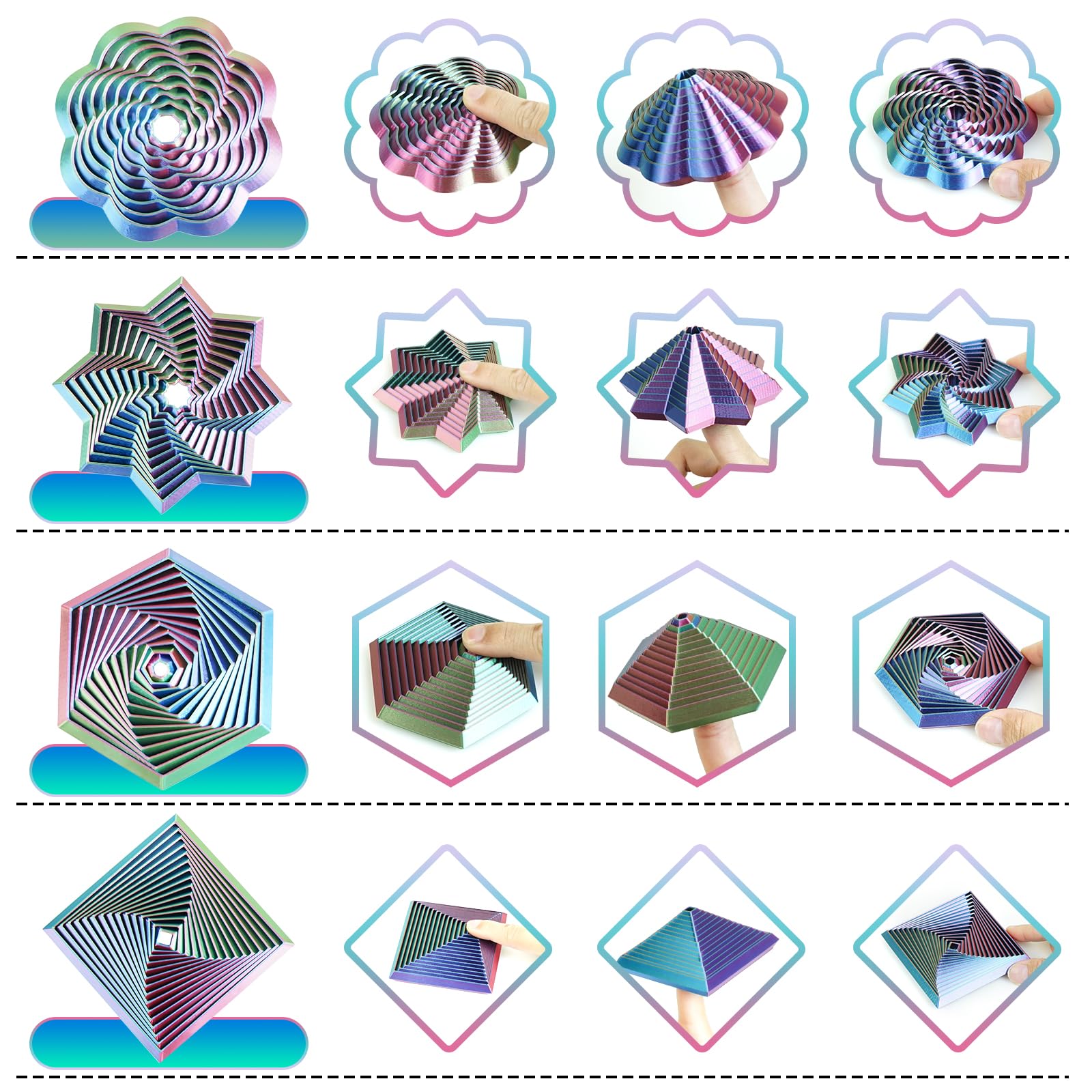 Mydhall fractal fidget square close-up shows dual-color pattern ideal for tactile focus.