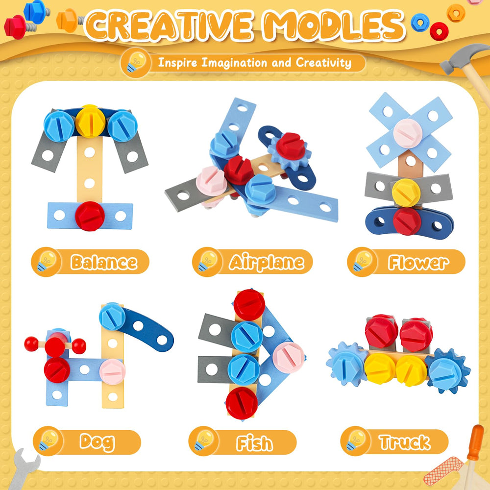 Myfolrena gears and bolts for early mechanical exploration and pretend construction play.