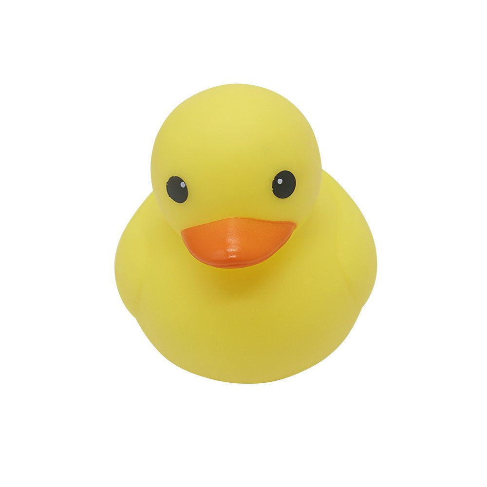 MyLifeUNIT yellow bath duck squeaks BEBE when squeezed for sensory fun