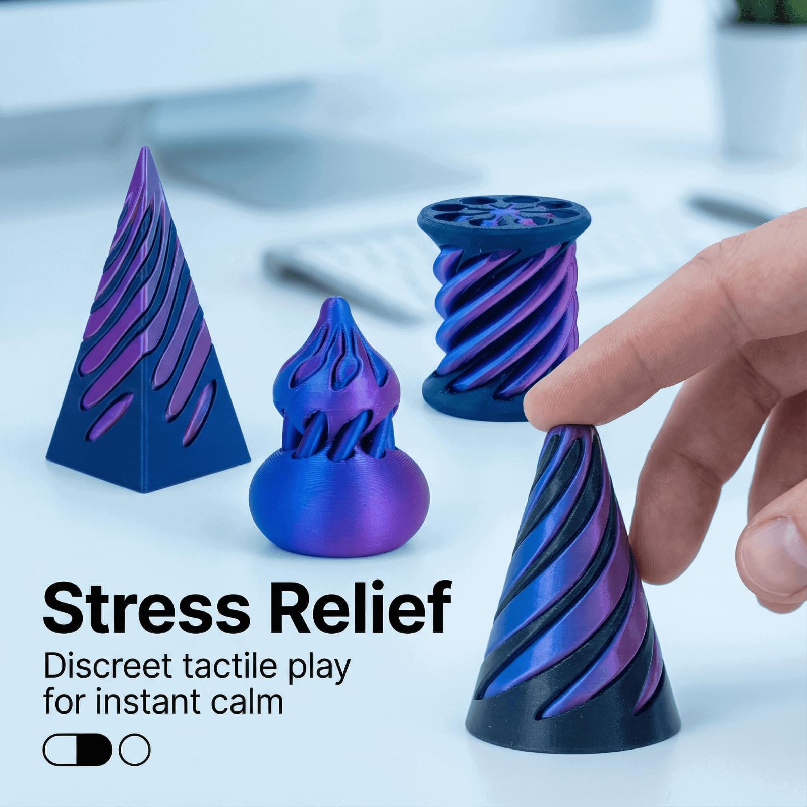 Mymegan smooth glide motion fidget offers calming, repetitive movement for concentration.