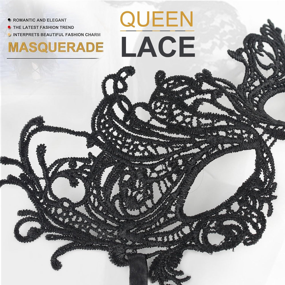 MYMENU masquerade mask with glossy-black-finish catching light dramatically