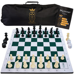 Mynnnat professional chess set with roll-up board for portable tournament play