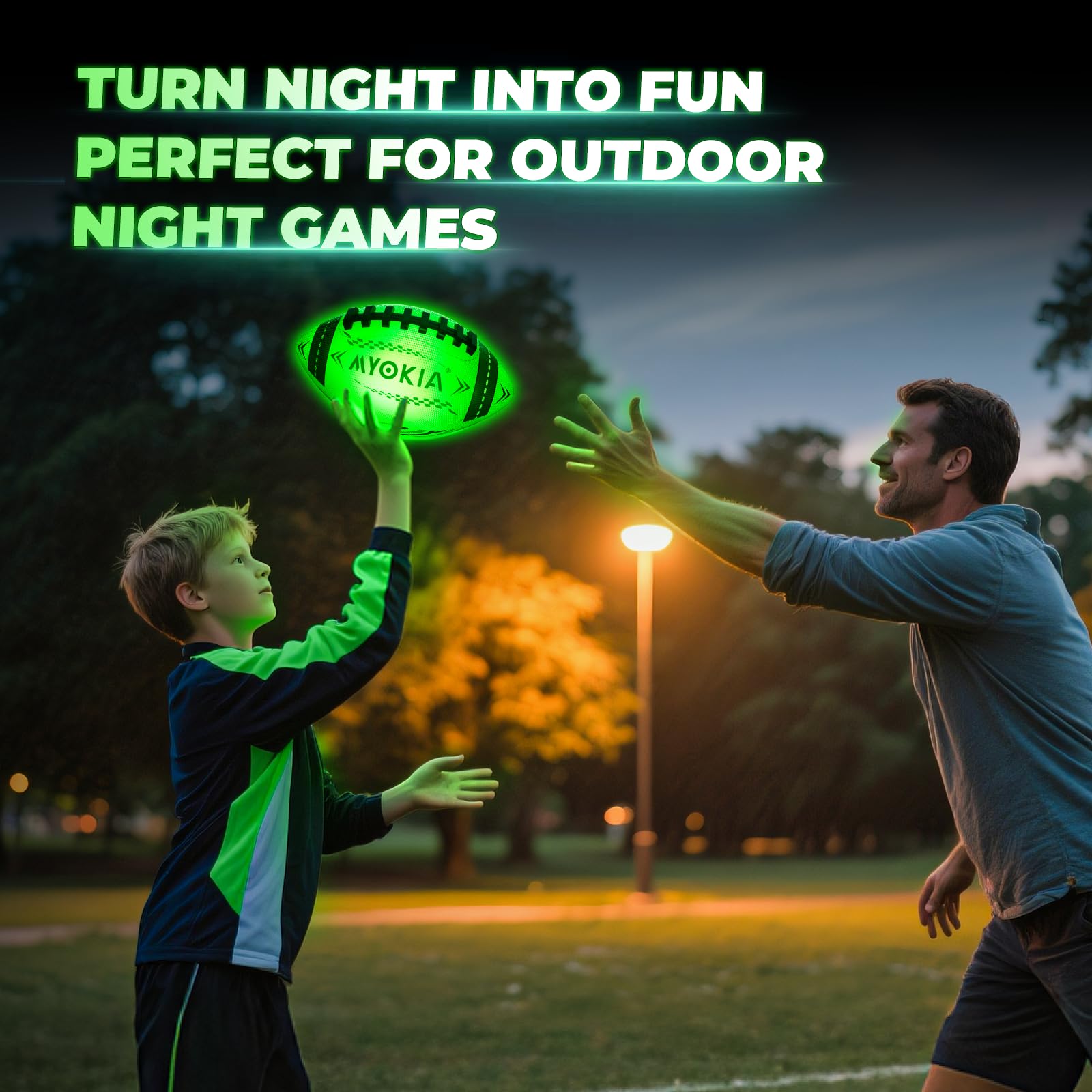 MYOKIA kids playing outdoor night football with glow